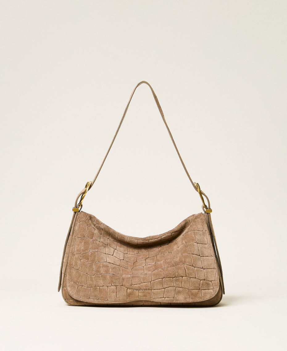Borsa Liliane in suede a stampa cocco Grigio Light Taupe Donna 262TD8140_00718_01