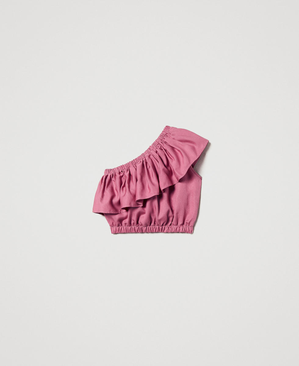 Top asym&eacute;trique avec volant Rose "Flamingo" Fille 251GJ2463_00868_S1