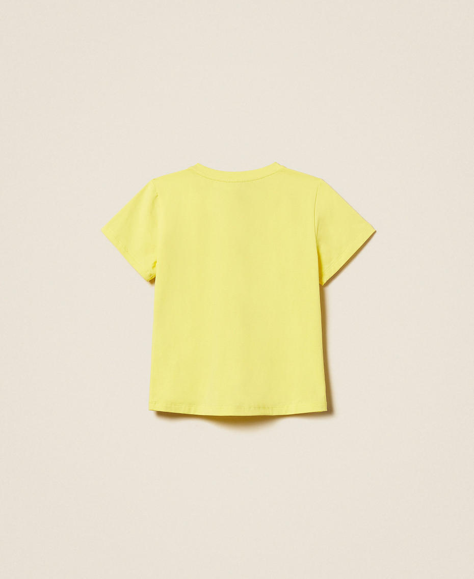 Regular T-shirt with glossy print Limelight Yellow Girl 261GJ2250_06210_S1