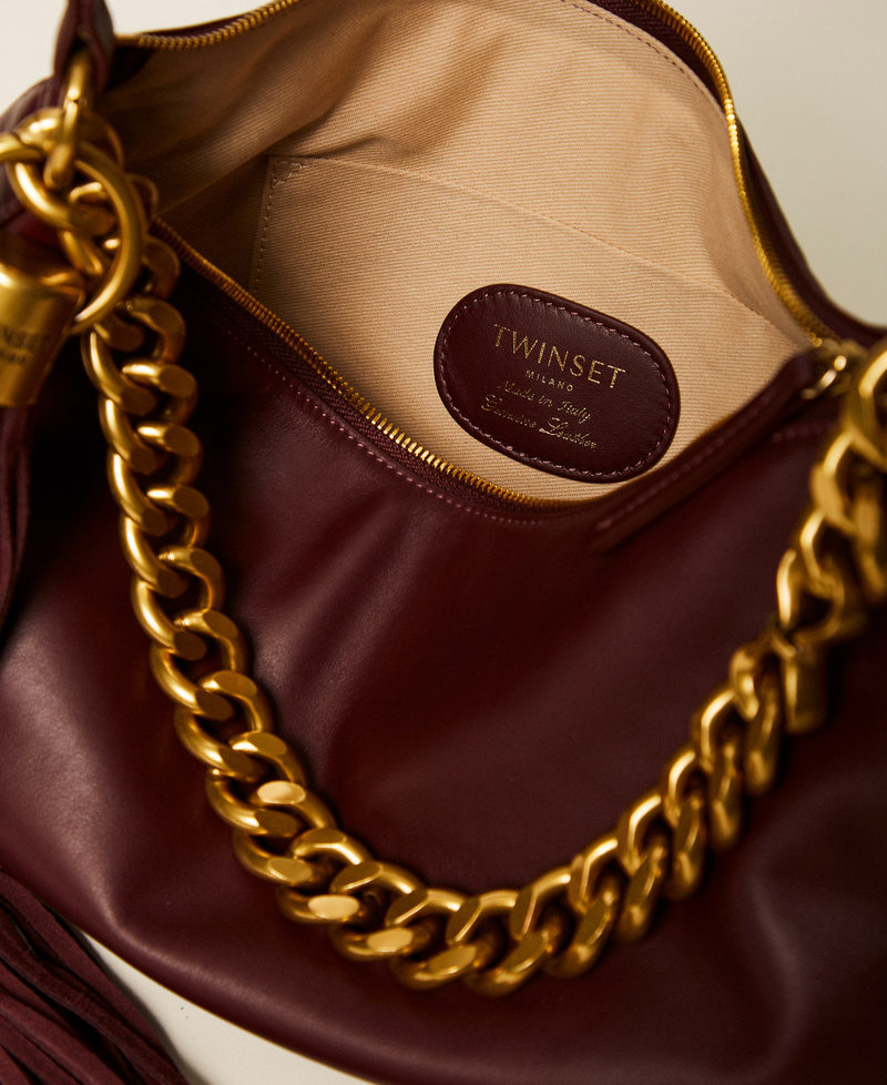 Large Liliane leather bag with charm Grape Woman 262TB7207_00565_04
