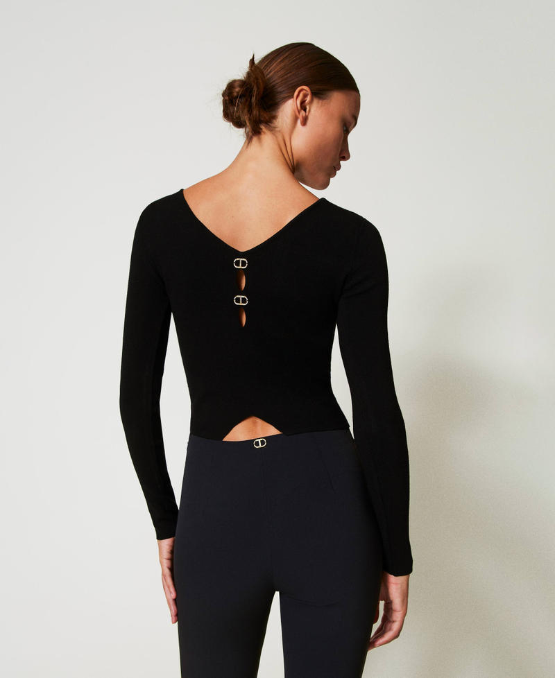 2-in-1-Pullover mit Oval Ts Schwarz Frau 242TT3031_00006_06