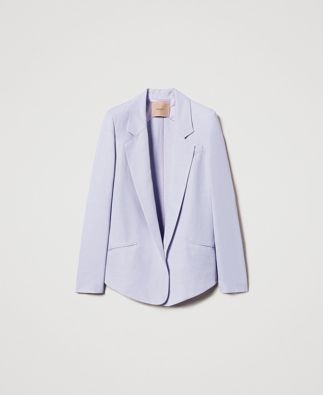 Blazer with rounded bottom hem Lilac Flowers Woman 251TT2300_00703_0S