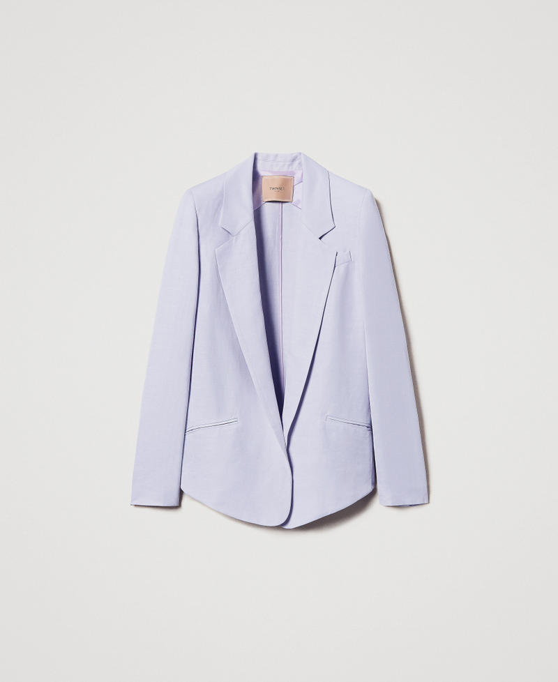 Blazer with rounded bottom hem Lilac Flowers Woman 251TT2300_00703_0S
