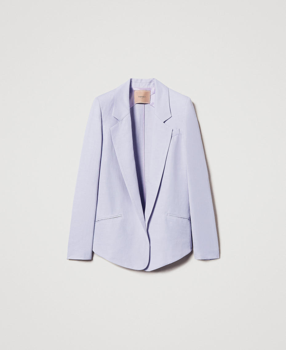 Blazer with rounded bottom hem Lilac Flowers Woman 251TT2300_00703_S0