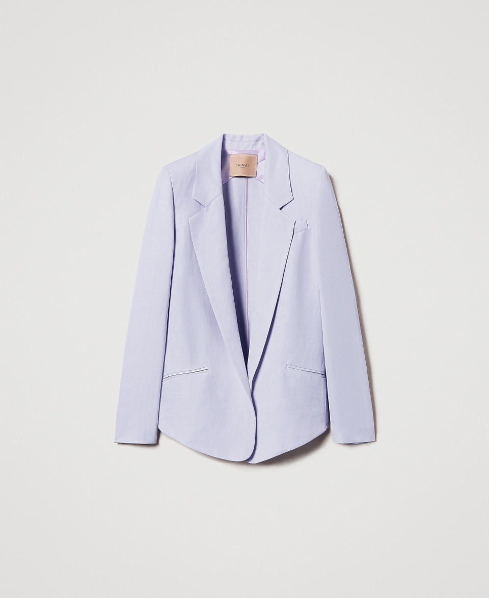 Blazer with rounded bottom hem Lilac Flowers Woman 251TT2300_00703_0S