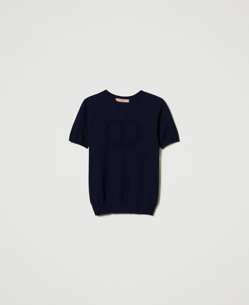 Stehkragenpullover mit &bdquo;Oval T&ldquo;-Logo Blue Night Frau 251TP3430_00238_S0