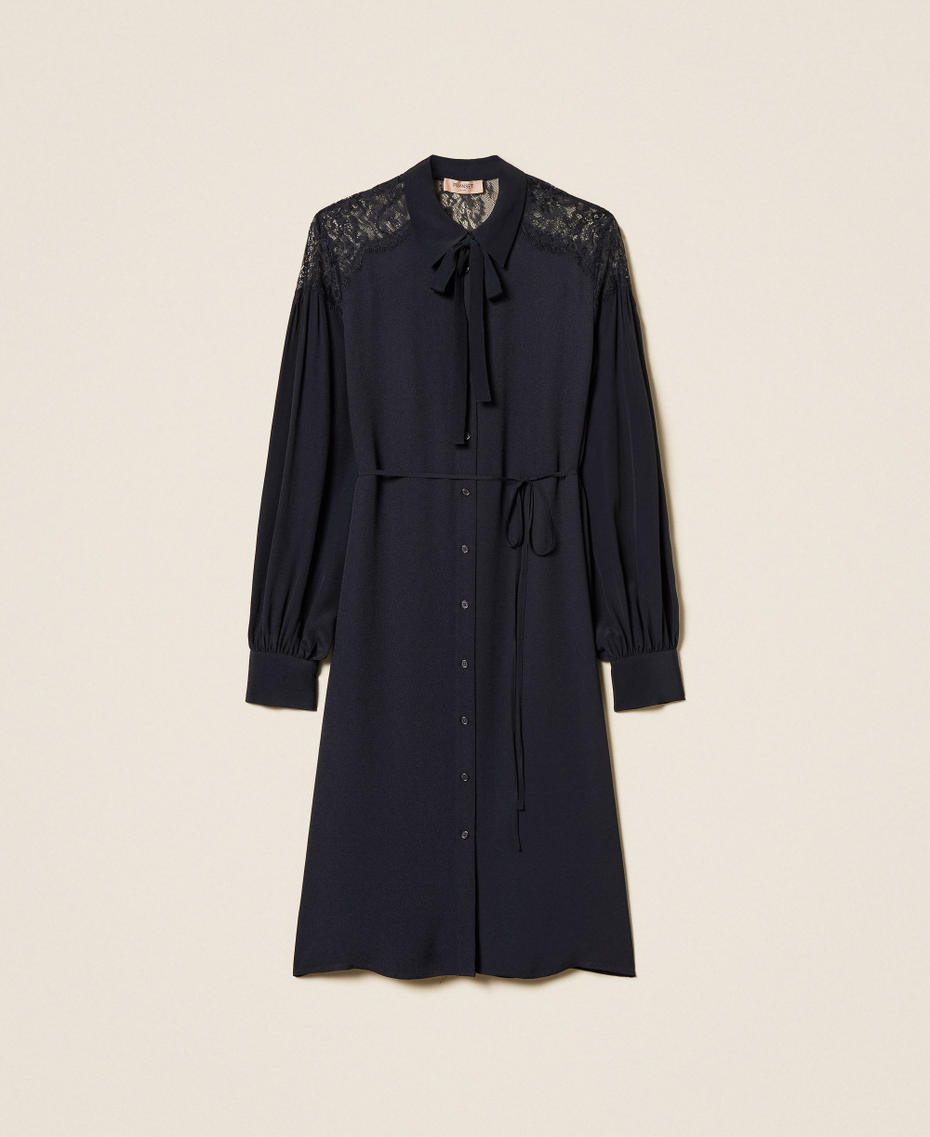 Midikleid aus Georgette und Spitze Blue Light Frau 261TP2590_13172_S0