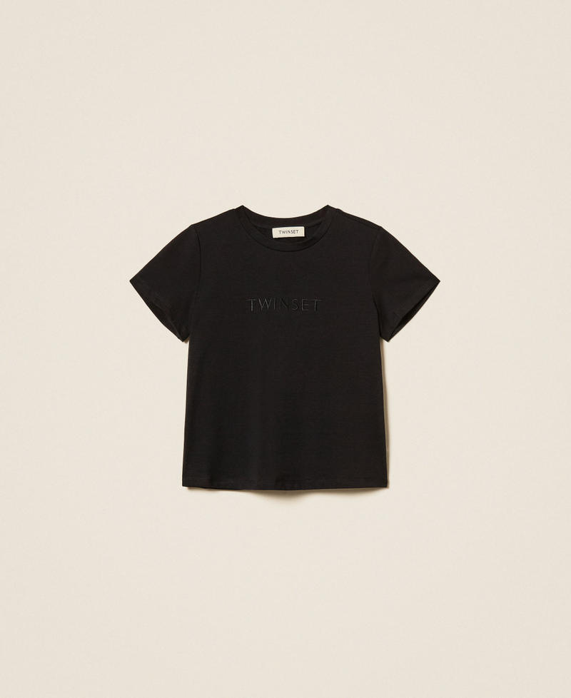Regular fit T-shirt with embroidered logo Black Girl 261GJ2252_00006_S0