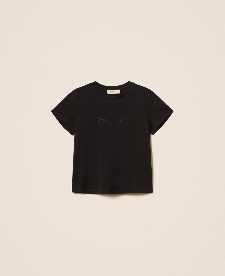 Regular fit T-shirt with embroidered logo Black Girl 261GJ2252_00006_S0