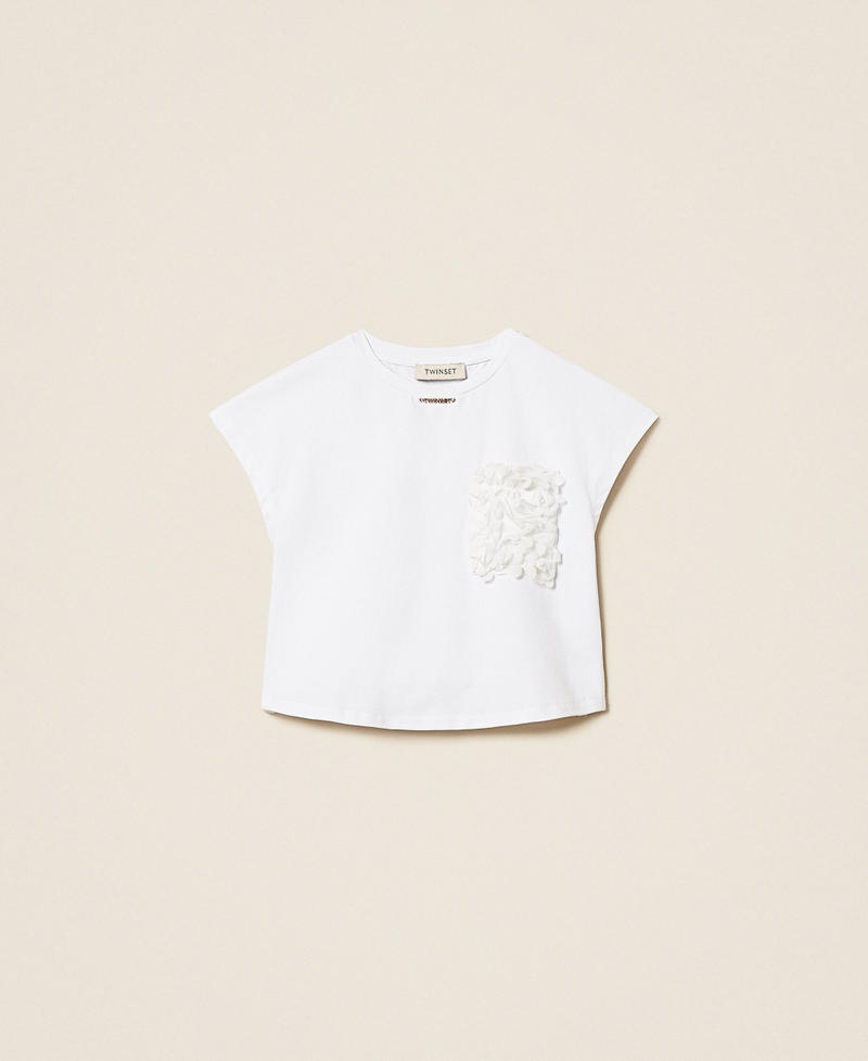 T-shirt boxy con rose Off White Bambina 261GJ2Q63_00526_S0