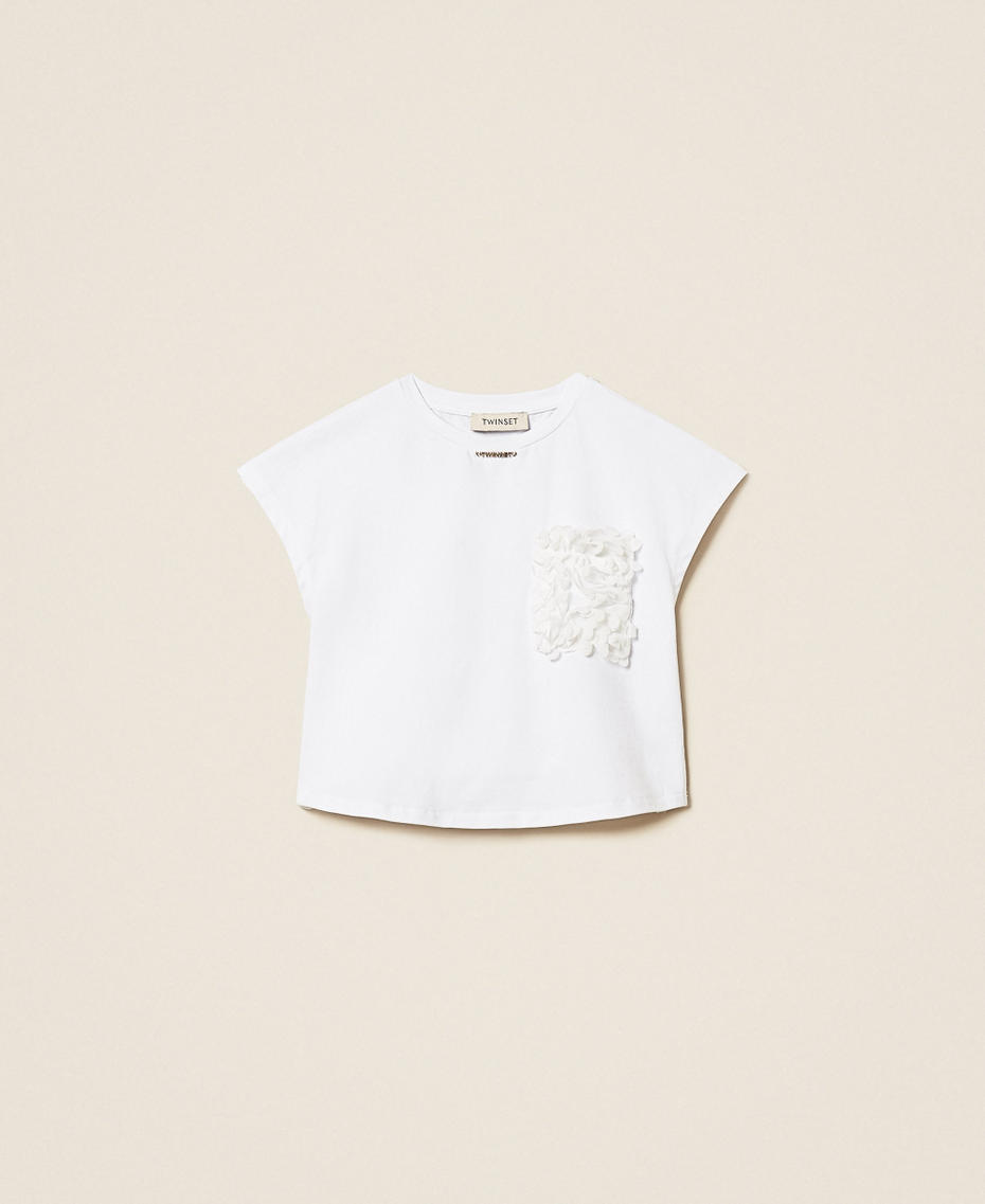 T-shirt boxy con rose Off White Bambina 261GJ2Q63_00526_S0
