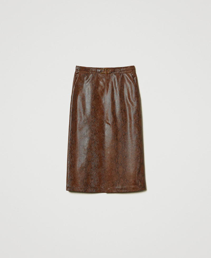 Lizard leather effect midi skirt