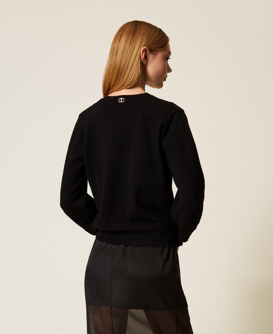 Jumper with embroidered inlays Black Woman 252TT3440_00006_03