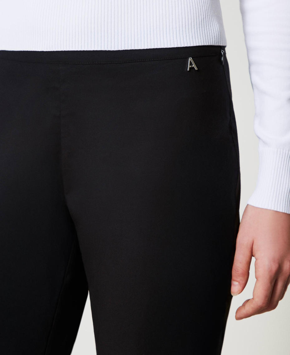 Poplin trousers with zip Black Woman 251AP2304_00006_03