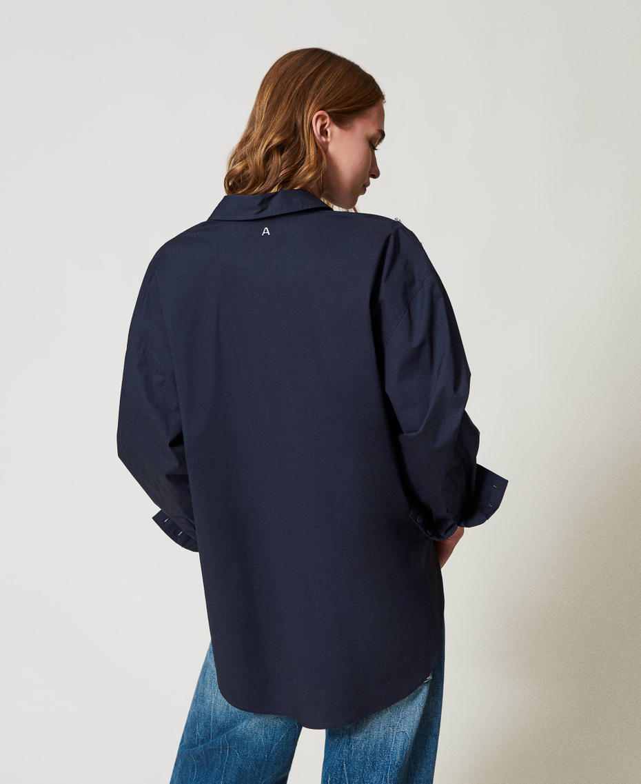 Camicia con ricami a mano Deep Blue Donna 251AP2291_03585_03