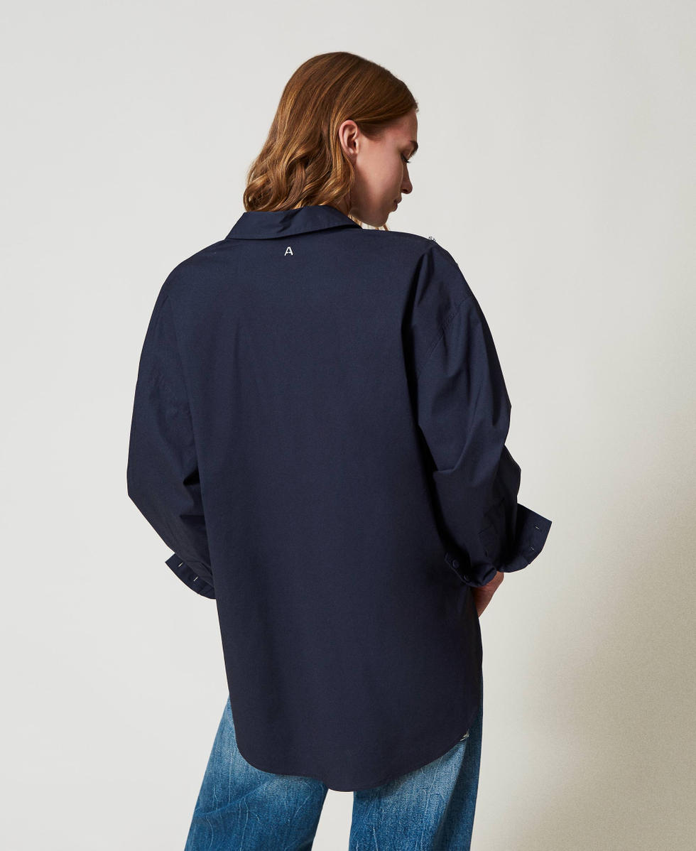 Camisa con bordados a mano Deep Blue Mujer 251AP2291_03585_03