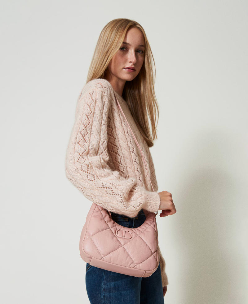 Small padded and quilted hobo bag Powder Pink Woman 242TB7352_00083_0S