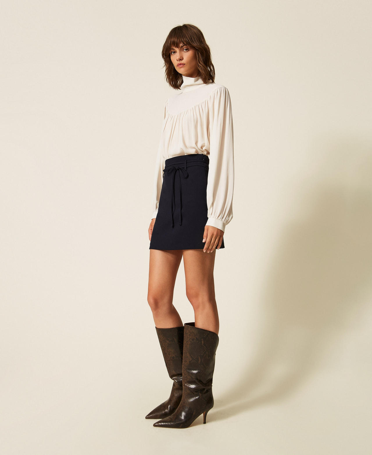 Miniskirt with belt Classic Blue Woman 262TF2016_11956_02