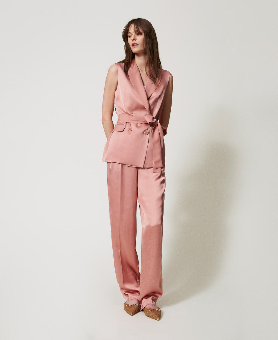 Envers satin waistcoat with belt Dusty Coral Woman 251TT2275_12364_T0