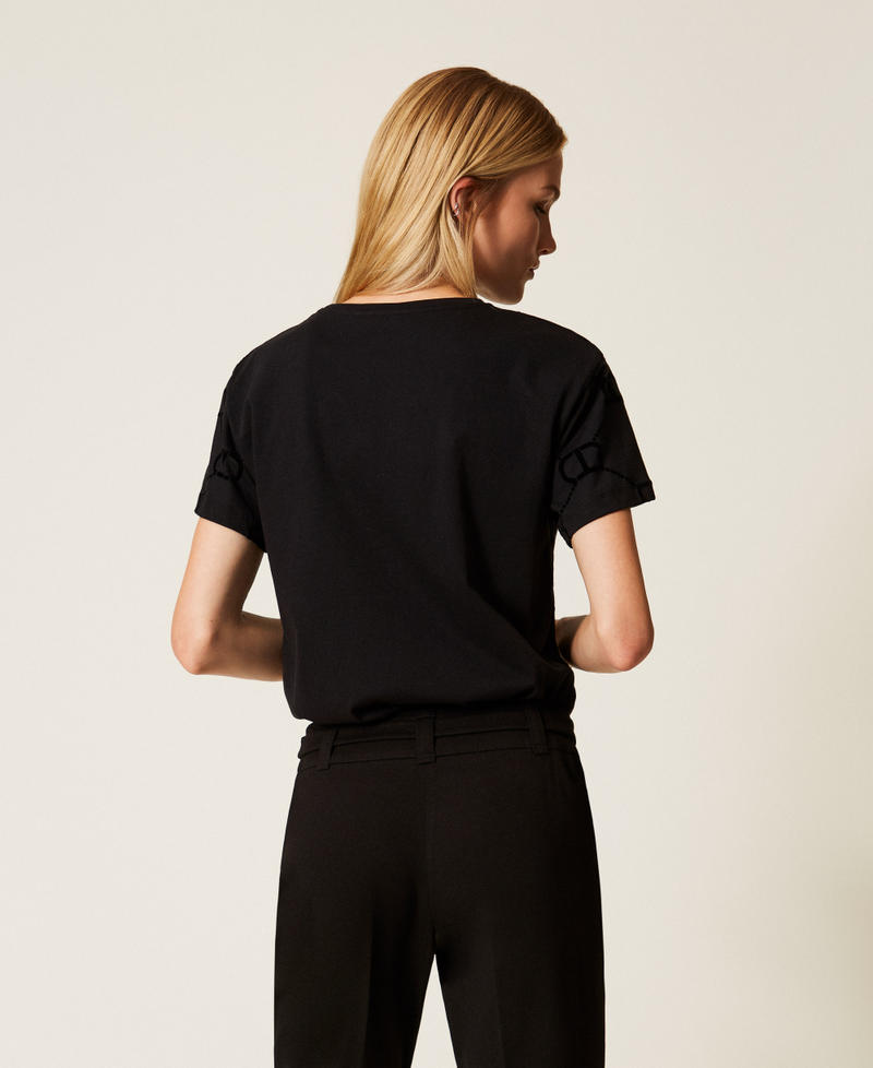 T-shirt with Oval T flock print Black Woman 252TP2055_00006_03
