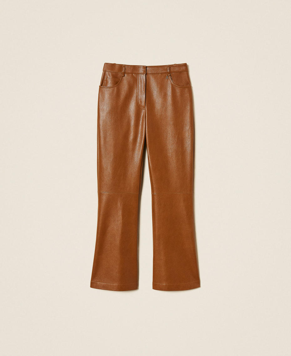 Faux leather flared trousers Toffee Beige Woman 262AT2162_00605_S0