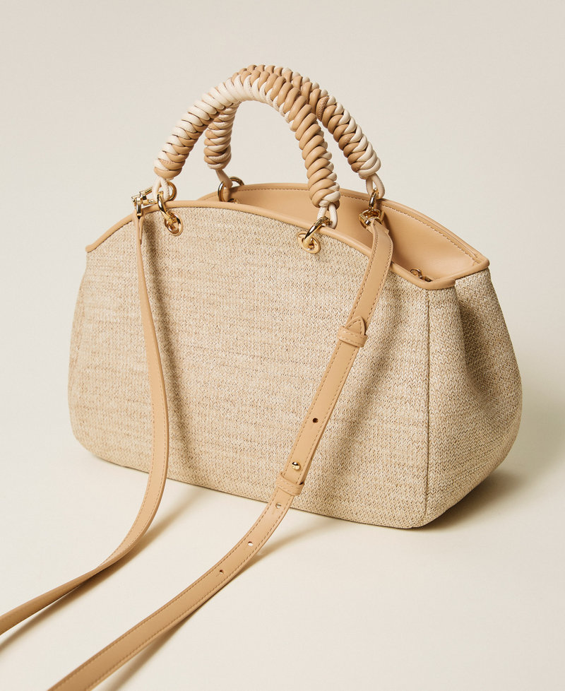Raffia-effect bowler bag Straw Woman 261TB7053_00193_03