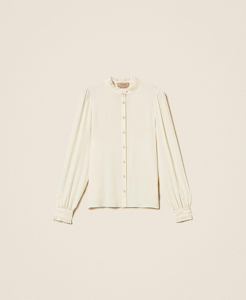 Cr&ecirc;pe de Chine silk blend shirt Mother Of Pearl Woman 262TP278B_00059_S0