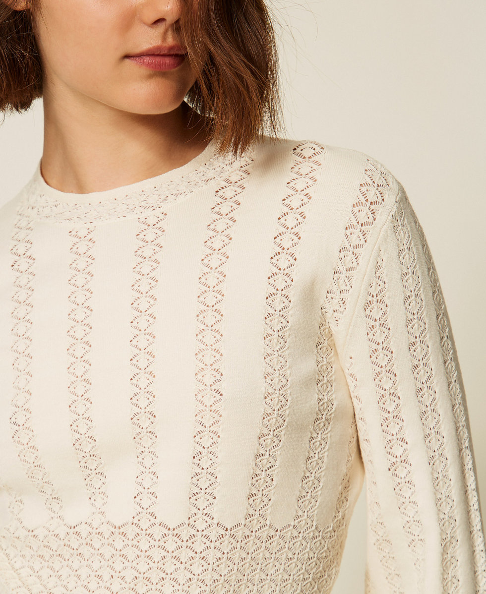 Crew neck punched knit jumper Mother Of Pearl Woman 262TP3124_00059_04