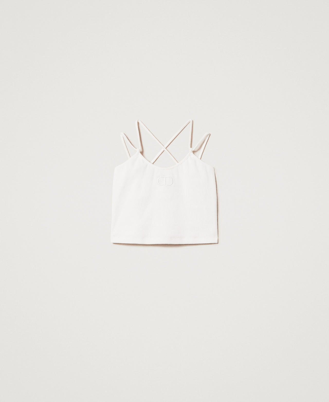 Ribbed top with embroidery "Ice" White Girl 251GJ2570_00808_0S