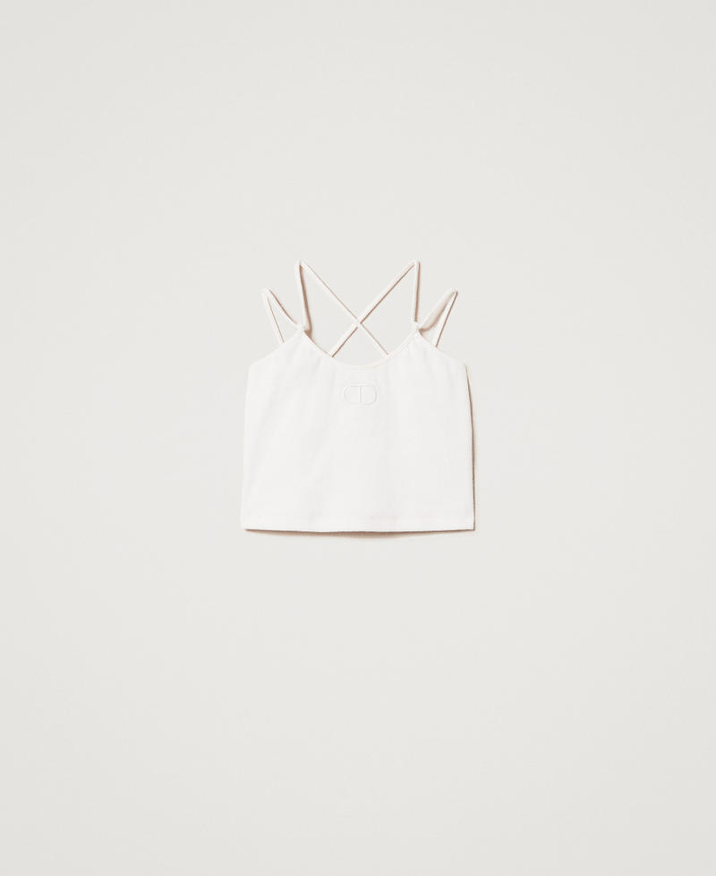 Ribbed top with embroidery "Ice" White Girl 251GJ2570_00808_0S