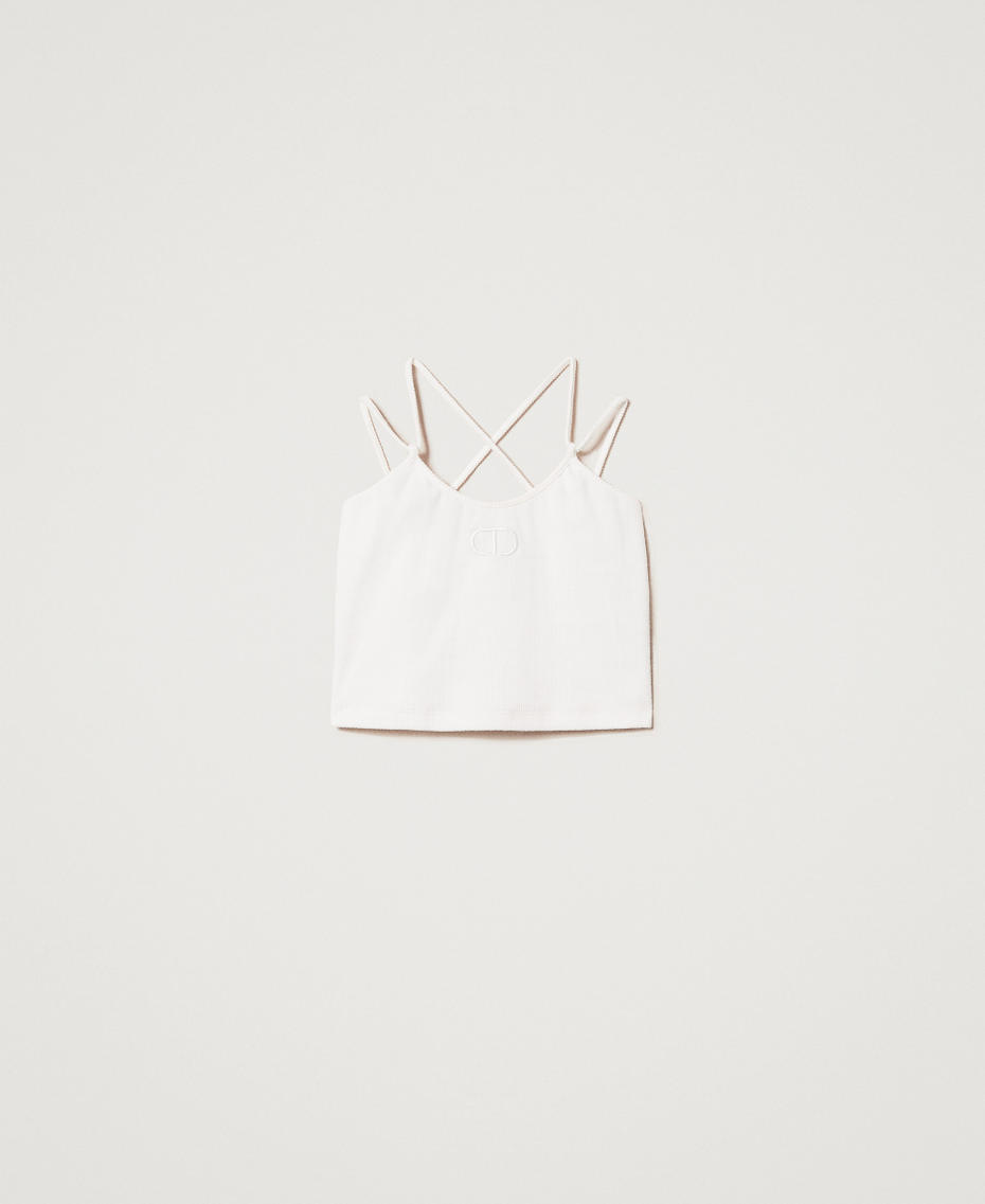 Ribbed top with embroidery "Ice" White Girl 251GJ2570_00808_S0