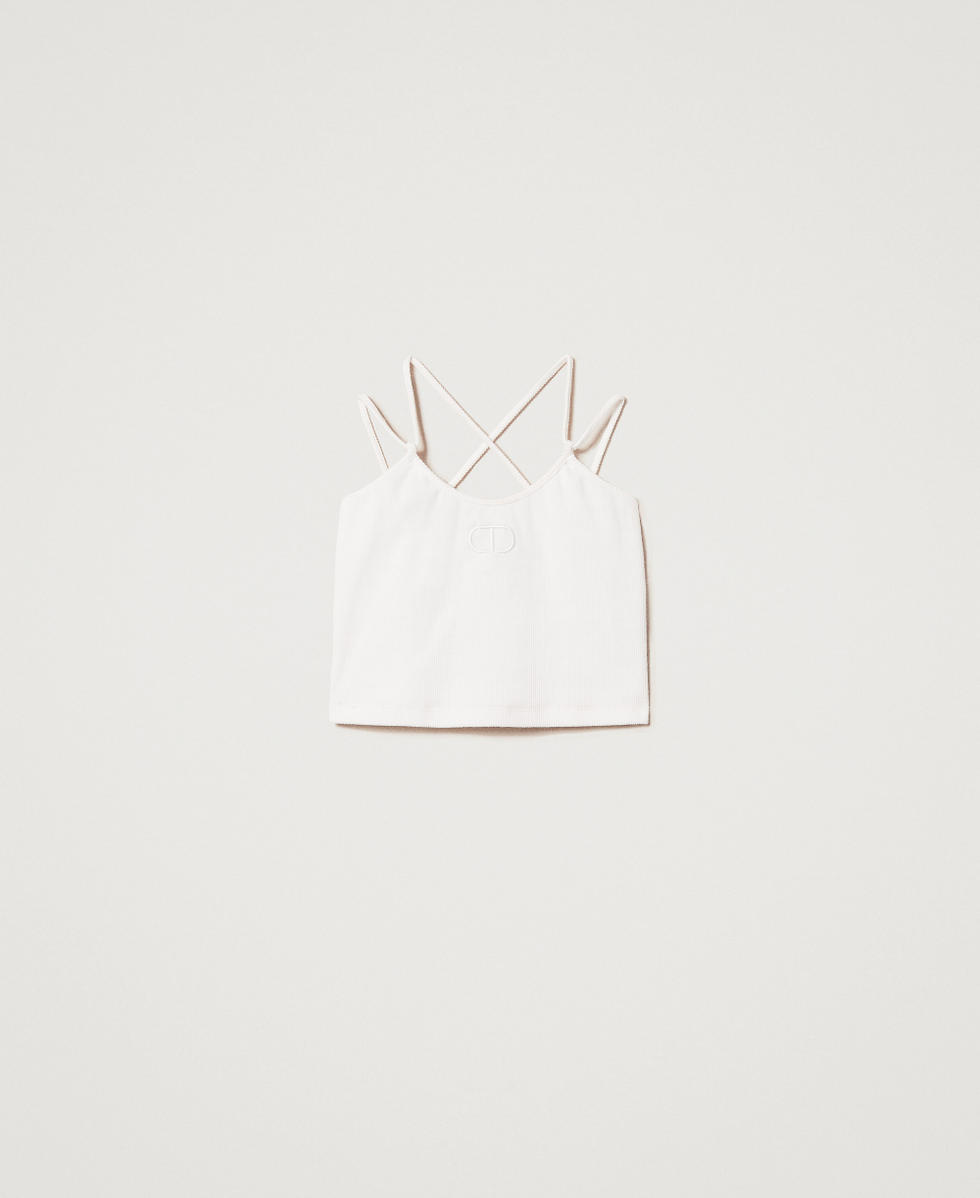 Top c&ocirc;tel&eacute; avec broderie Blanc "Ice" Fille 251GJ2570_00808_S0