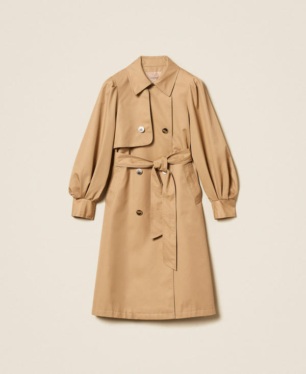 Double breasted gabardine trench coat