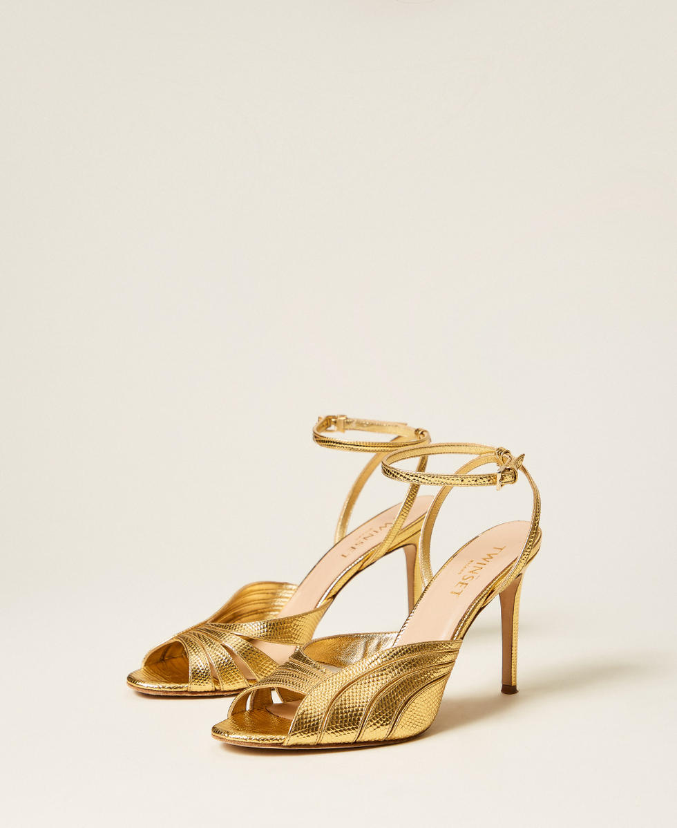 Laminated leather sandals Gold Tejus Woman 252TST018_12384_02
