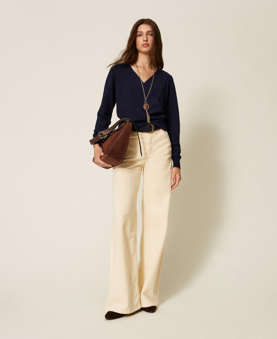 Pullover aus Viskosemischung mit Wickeldetail Klassisches Blau Frau 262TT3331_11956_T0