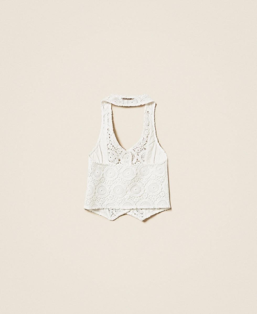 Macram&eacute; lace fitted waistcoat Off White Girl 261GJ2Q20_00526_S1