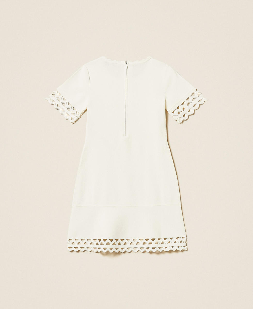 Short openwork knit dress with zig-zag pattern Off White Girl 261GJ3Q40_00526_S1