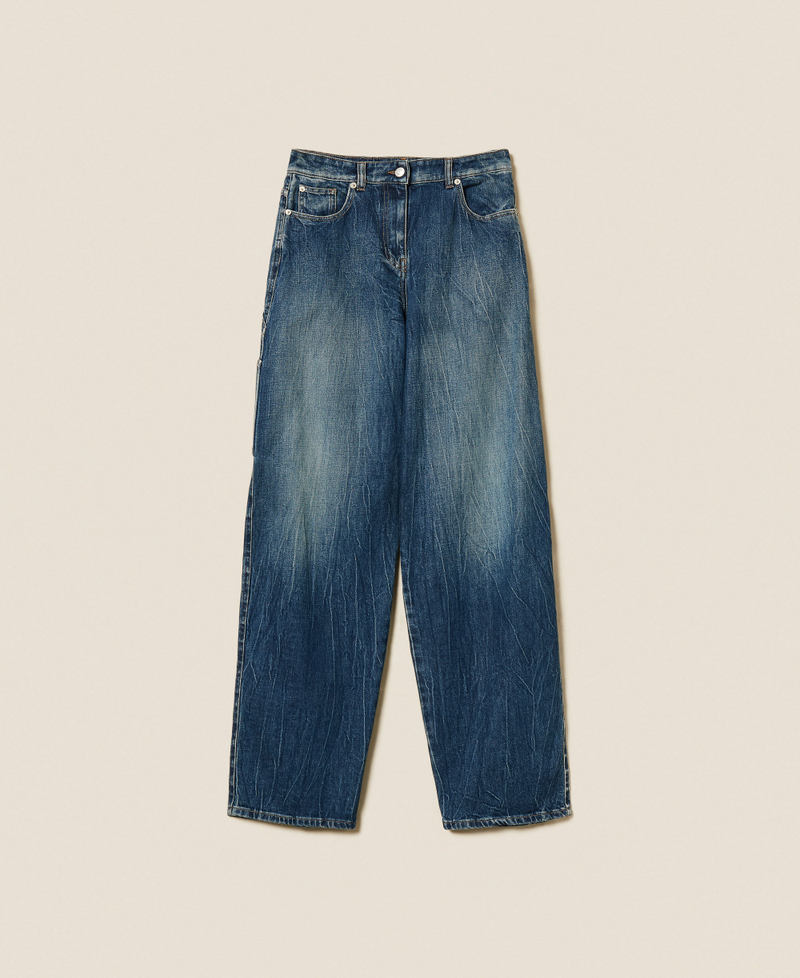 Wide-leg jeans with five pockets "Mid Denim" Blue Woman 252AP2421_01611_S0