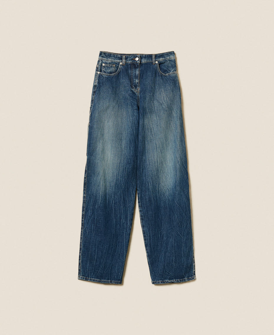 Wide-leg jeans with five pockets "Mid Denim" Blue Woman 252AP2421_01611_S0