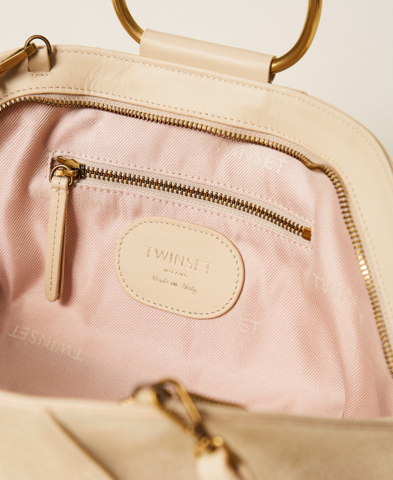 Umhängetasche aus Veloursleder „Delicate Sand“-Beige Frau 261TB7090_13161_04