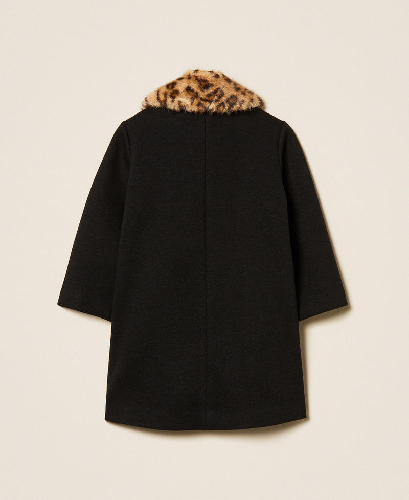 Manteau pour file en drap avec col animalier Noir Fille 252GB2051_00006_S1