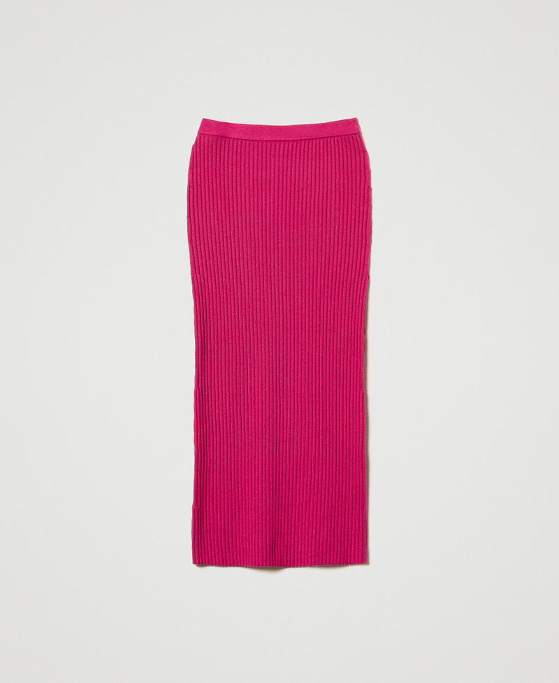 Rib knit midi skirt Super Pink Woman 242AT3171_11962_S0