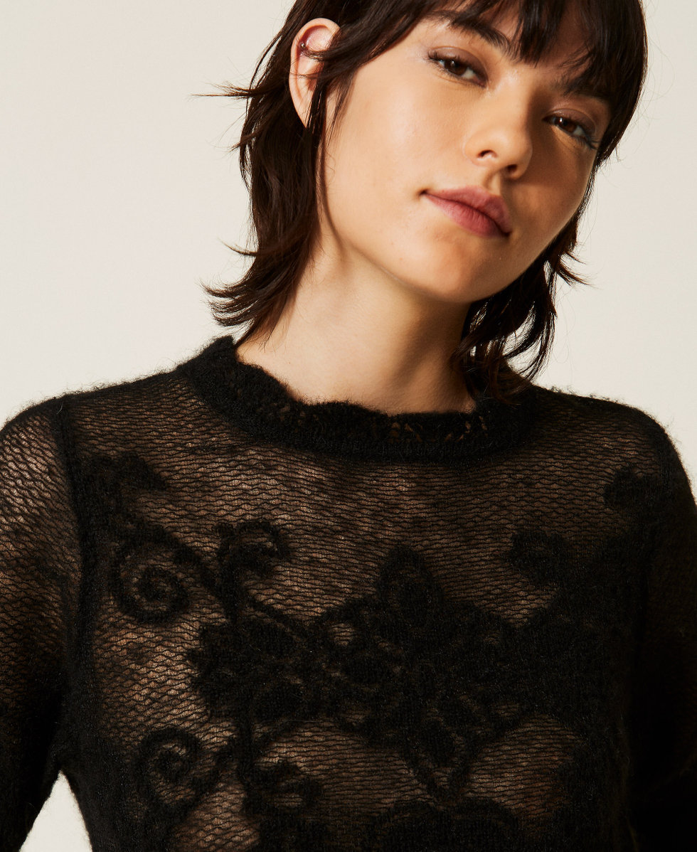 Jacquard alpaca blend jumper Black Woman 262TP3341_00006_04