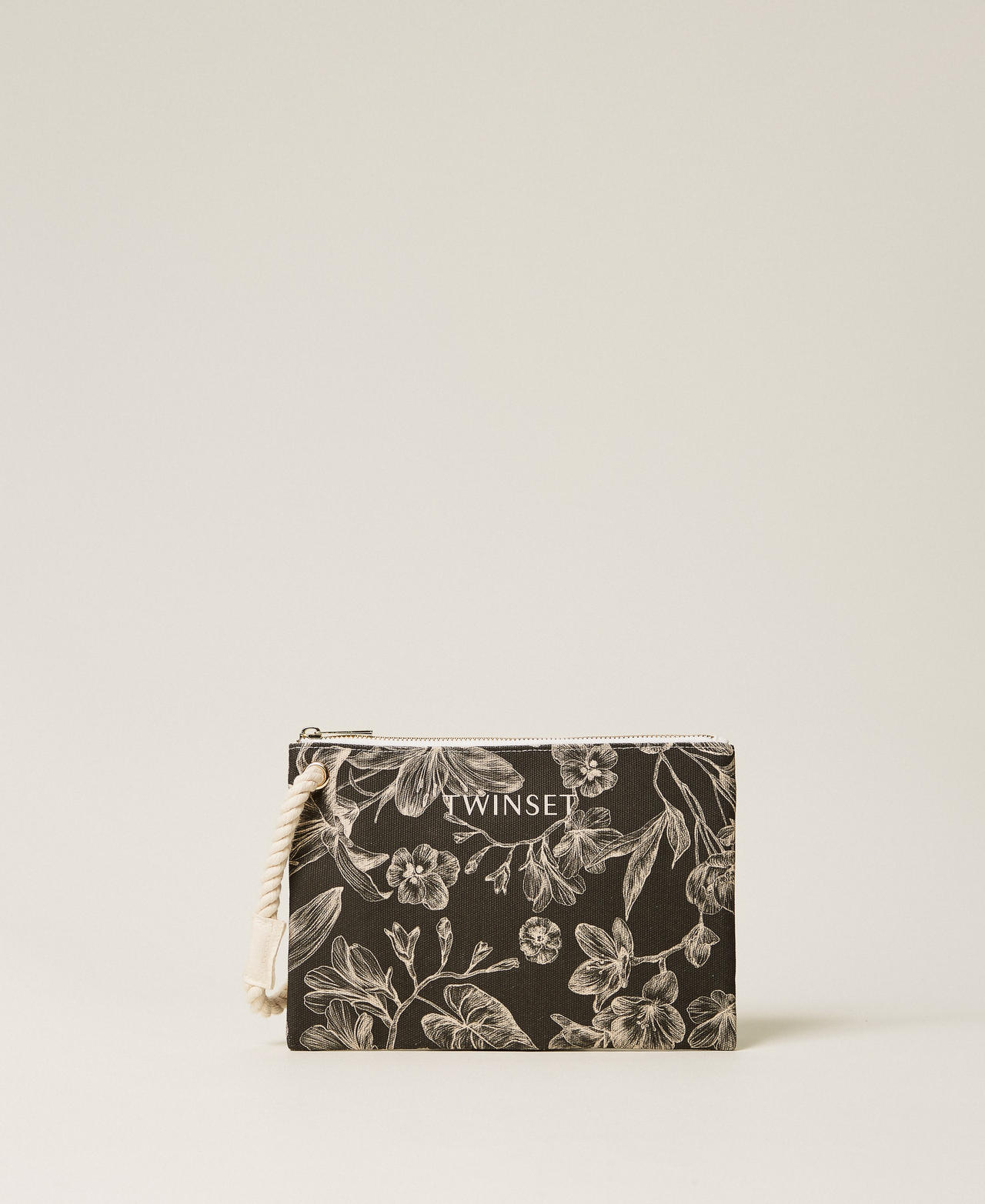 Canvas clutch Black/Vanilla White Toile De Jouy Print Woman 261LM8AJJ_13466_01
