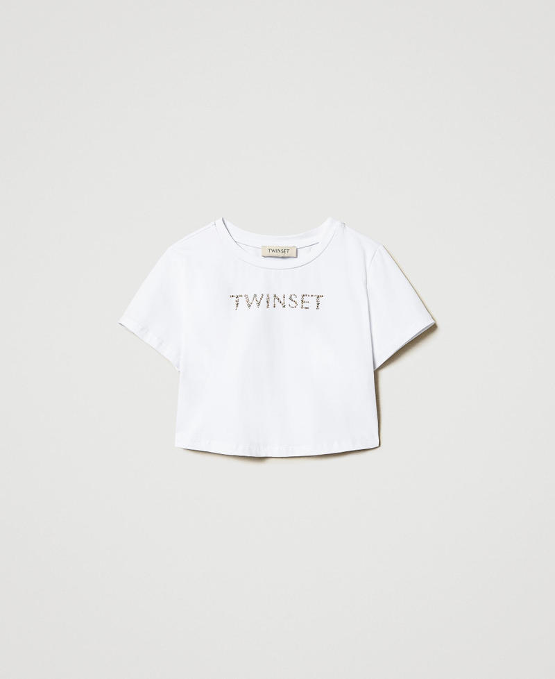 T-shirt cropped avec logo Blanc "Ice" Fille 251GJ2484_00808_S0