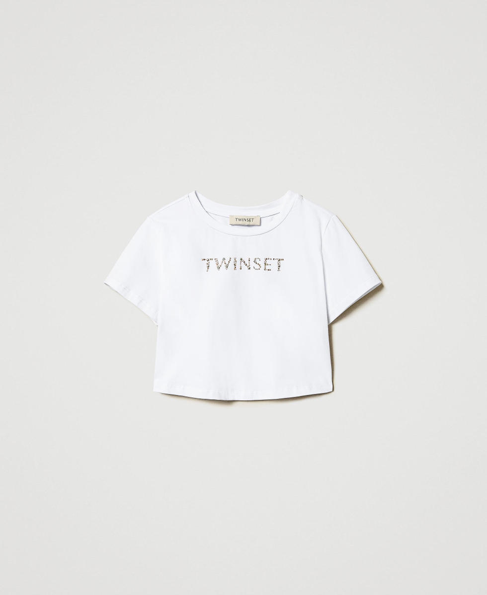 T-shirt cropped avec logo Blanc "Ice" Fille 251GJ2484_00808_S0