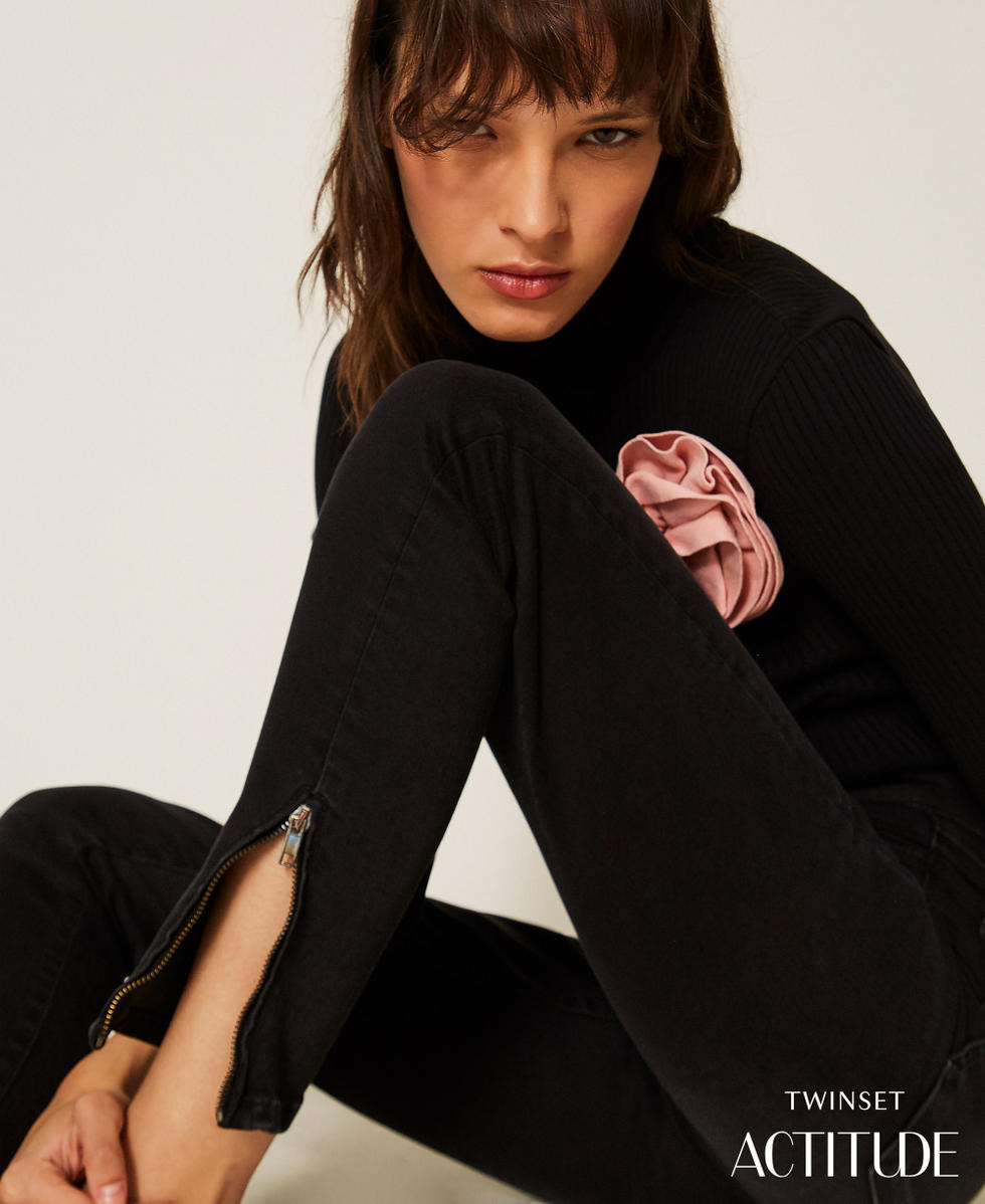 Jeans skinny con zip Denim Nero Donna 261AP2480_01103_PA