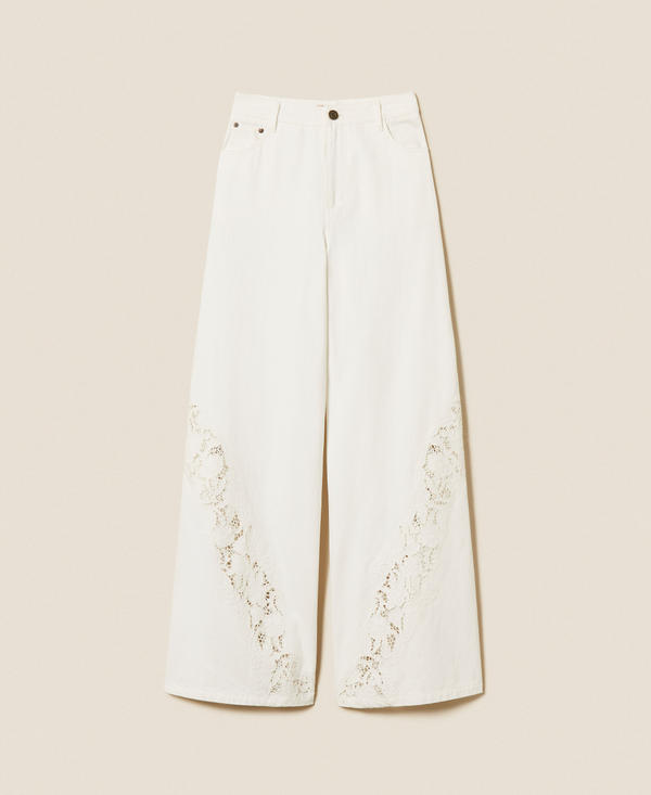Bull denim trousers with embroidery