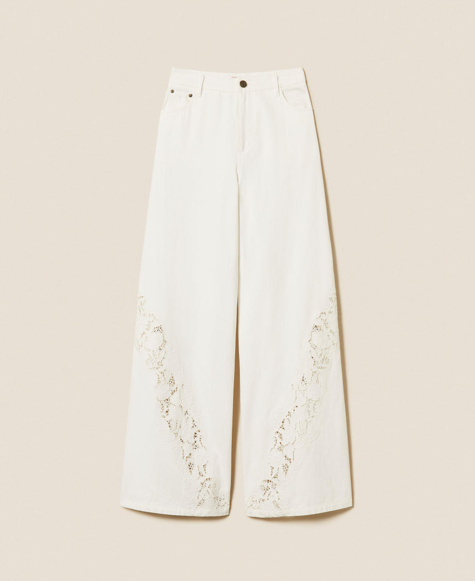 Bull denim trousers with embroidery