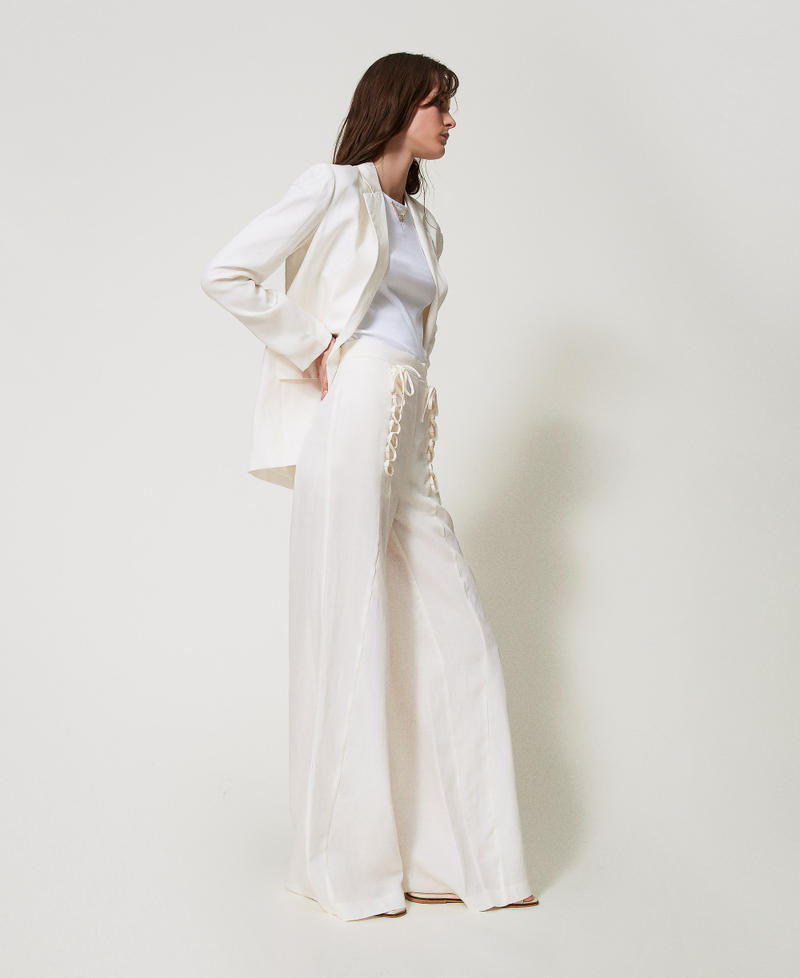 Linen-blend palazzo trousers White Snow Woman 251TT2071_00282_02